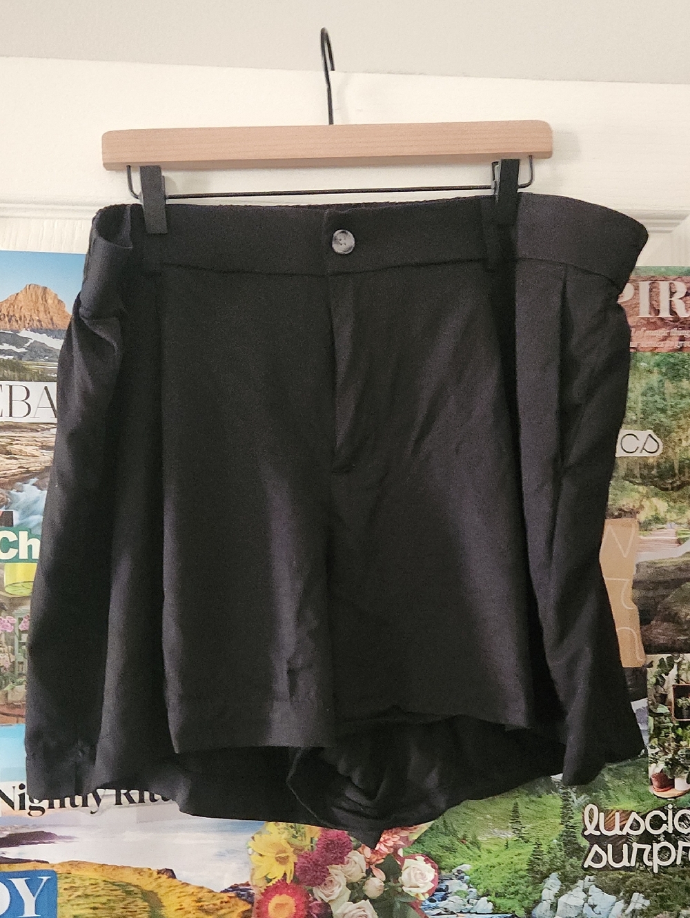 Black High-Waist Shorts with Button Front
